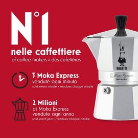 Bialetti 1164 Moka Express на 4 чашки Гейзерная кофеварка, фото , изображение 3