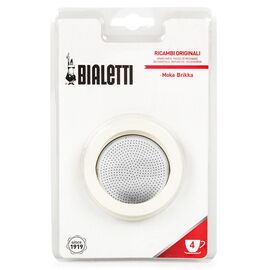 Bialetti 3 уплотнителя + 1 фильтр для гейзерной кофеварки Brikka на 4 чашки, фото 
