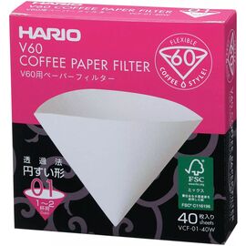 Hario VCF-01-40W Бумажные фильтры V60 01 беленые 40 шт, фото 