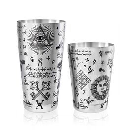 Lumian Kenko Boston Alchemy Tin & Half Tin Шейкер 530/830 мл серебро с гравировкой, фото 