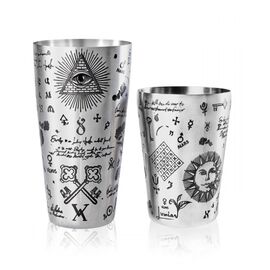 Lumian Yokai Boston Alchemy Tin & Half Tin Шейкер 530/830 мл серебро с гравировкой, фото 