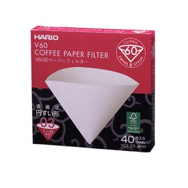 Hario VCF-03-40W Бумажные фильтры V60 03 белые 40 шт, фото 