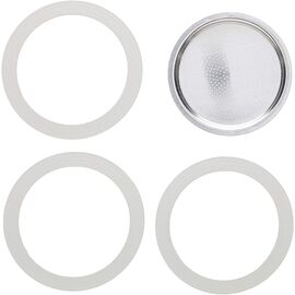 Bialetti 3 уплотнителя + 1 фильтр для гейзерных кофеварок на 9 чашек, фото , изображение 2