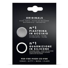 Bialetti 1 уплотнитель + 1 фильтр для стальных гейзерных кофеварок на 6 чашек, фото , изображение 2