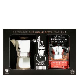 Bialetti Moka Express на 3 чашки + кофе молотый Perfetto Cioccolato 250г, фото 