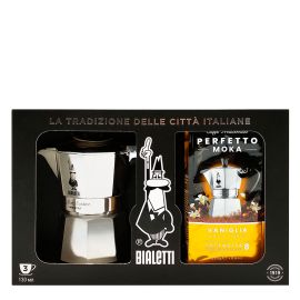 Bialetti Moka Express на 3 чашки + кофе молотый Perfetto Vaniglia 250г, фото 