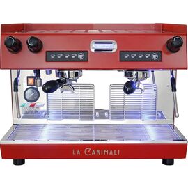 Carimali Nimble 2gr Рожковая кофемашина автомат 2 высокие группы красная с задней прозрачной панелью, фото 