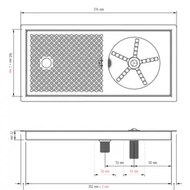 Atelier 19g Ринзер с каплесборником 350x160x22 мм с бортиками черный, фото , изображение 2