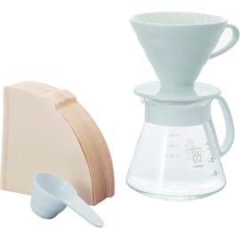 Hario XVDD-3012W Набор V60 белая керамическая воронка 02 и кофейник, фото 