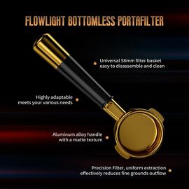 MHW-3BOMBER FlowLight Бездонный портафильтр 58 мм черный золото, фото , изображение 2