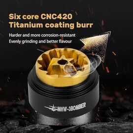 MHW-3BOMBER Race M1 Titanium Кофемолка ручная черная ручка из ореха, фото , изображение 6