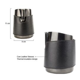 WPM 07 Round Питчер с острым носиком без ручки с кожаной манжетой 450 мл черный, фото , изображение 2