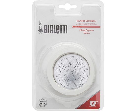 Bialetti 3 уплотнителя + 1 фильтр для гейзерных кофеварок на 9 чашек, фото 