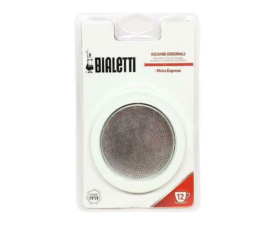Bialetti 3 уплотнителя + 1 фильтр для гейзерных кофеварок на 12 чашек, фото 