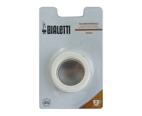 Bialetti 3 уплотнителя + 1 фильтр для гейзерной кофеварки Brikka на 2 чашки, фото 