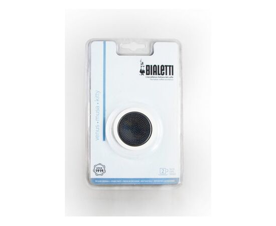 Bialetti 1 уплотнитель + 1 фильтр для стальных гейзерных кофеварок на 2 чашки, фото 