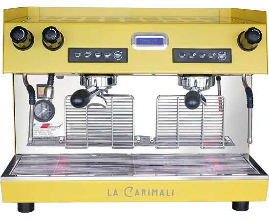 Carimali Nimble 2gr Рожковая кофемашина автомат 2 высокие группы желтая с задней прозрачной панелью, фото 