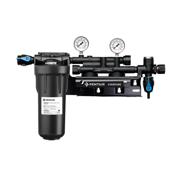 Everpure Coldrink/Insurice Twin Manifold with 10" Prefilter Двойная головная часть с манометрами и префильтром, фото 