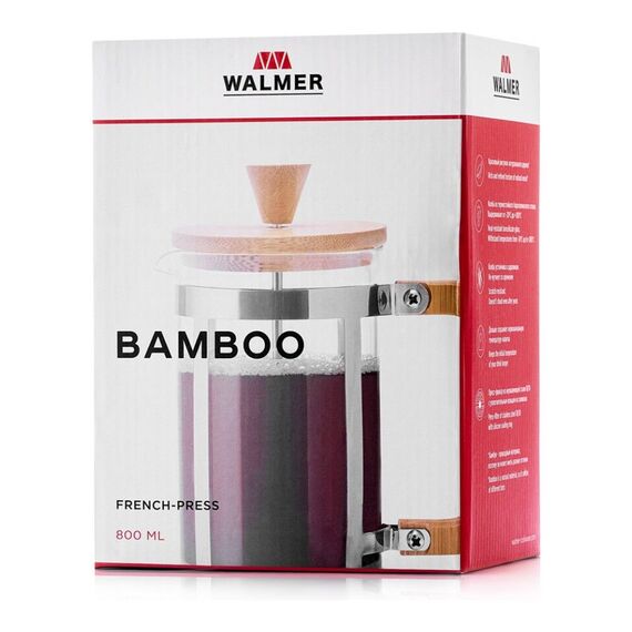 Walmer Bamboo Френч-пресс 800 мл светлое дерево, фото , изображение 6