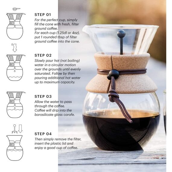 Bodum 11571-109 Pour Over Пуровер с постоянным фильтром пробковый, фото , изображение 3
