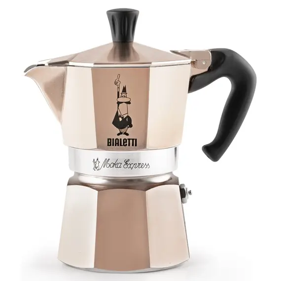 Bialetti RSG004 Moka Express на 6 чашек розовое золото Гейзерная кофеварка, фото 