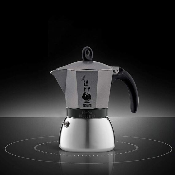 Bialetti 4823 Moka Induction на 6 чашек антрацит Гейзерная кофеварка, фото , изображение 3