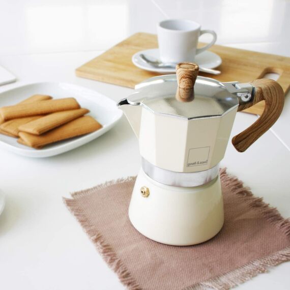 Gnali&Zani Venezia Гейзерная кофеварка на 6 чашек кремовая, фото , изображение 3