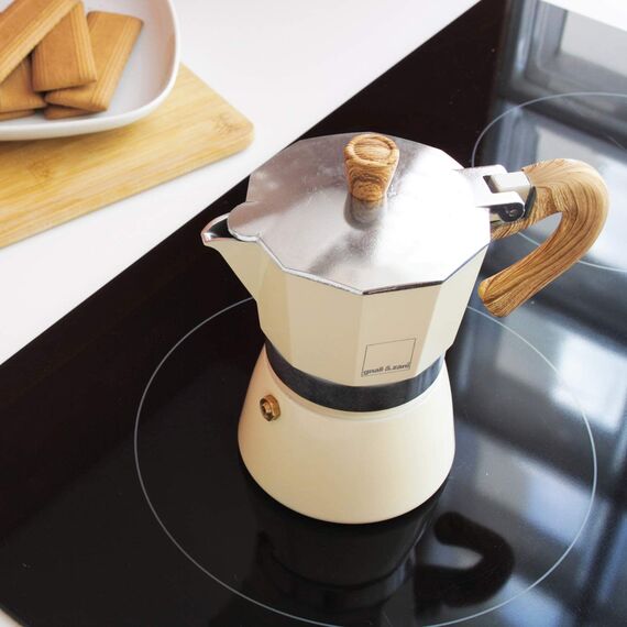 Gnali&Zani Venezia Гейзерная кофеварка на 6 чашек кремовая, фото , изображение 4