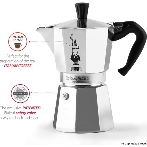 Bialetti 1163 Moka Express на 6 чашек Гейзерная кофеварка, фото , изображение 3
