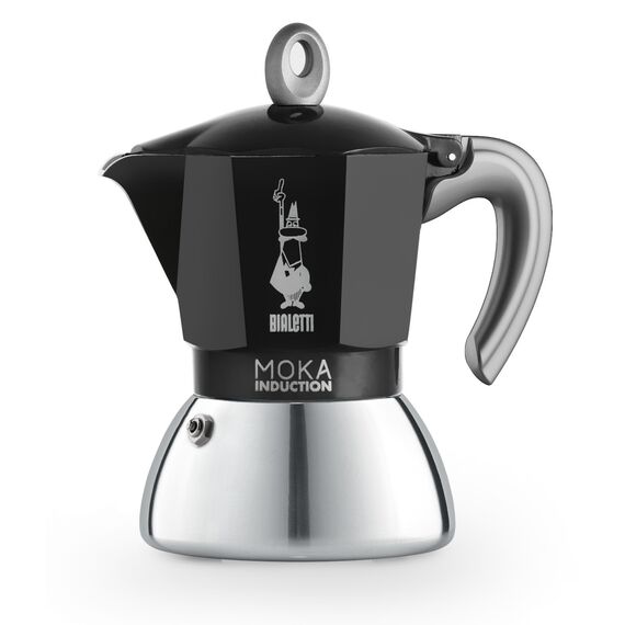 Bialetti 6934 Moka Induction на 4 чашки чёрная Гейзерная кофеварка, фото 