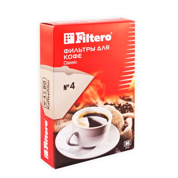 Filtero №4 Фильтры для кофе натуральные 80 шт, фото 
