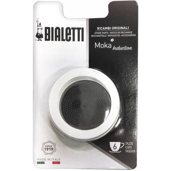 Bialetti 3 уплотнителя + 1 фильтр для гейзерной кофеварки Moka Ind на 6 чашек, фото 