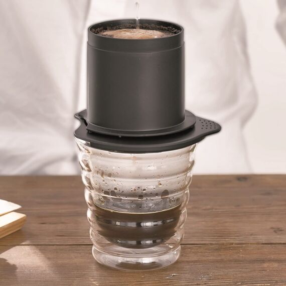 Hario CFOD-1B Cafeor Пуровер V60 01 с металлическим фильтром черный, фото , изображение 2