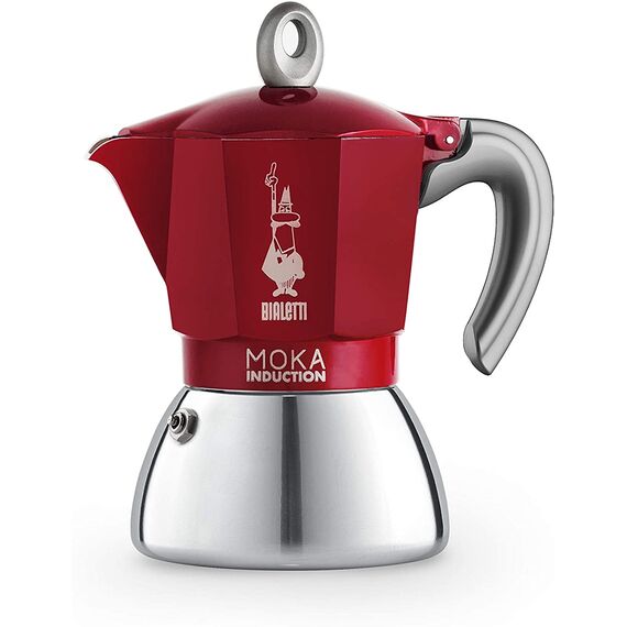 Bialetti 6946 Moka Induction на 6 чашек красный Гейзерная кофеварка, фото 