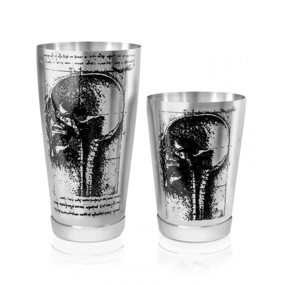 Lumian Kenko Boston Leonardo Tin & Half Tin Шейкер 530/830 мл серебро с гравировкой, фото , изображение 2