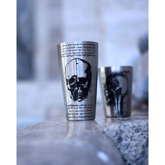 Lumian Yokai Boston Leonardo Tin & Half Tin Шейкер 530/830 мл серебро с гравировкой, фото , изображение 2