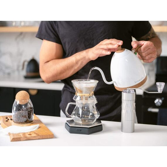 Brewista Artisan Электрочайник 1 л жемчужно белый/дерево, фото , изображение 4