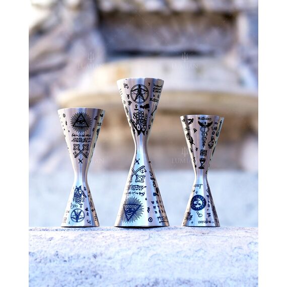 Lumian Afrodite Alchemy Джиггер 30/60 мл серебро с гравировкой, фото , изображение 2