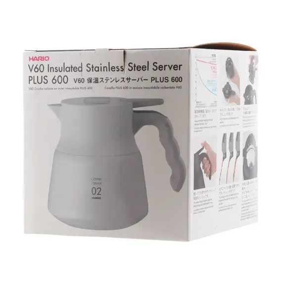 Hario VHSN-60W V60 Кофейник-термос стальной 600 мл белый, фото , изображение 6