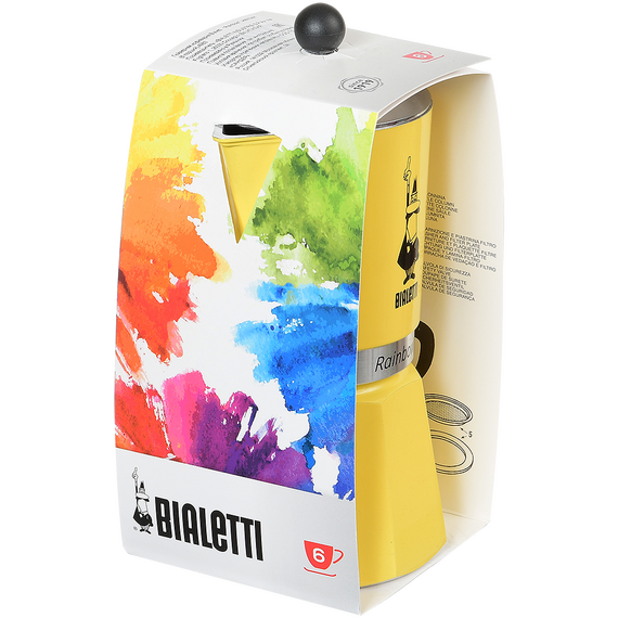 Bialetti 4983 Rainbow Yellow гейзерная кофеварка на 6 чашек, фото , изображение 2