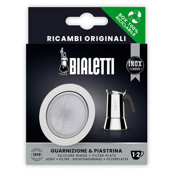 Bialetti  уплотнитель и фильтр для стальных гейзерных кофеварок на 1-2 чашки, фото 