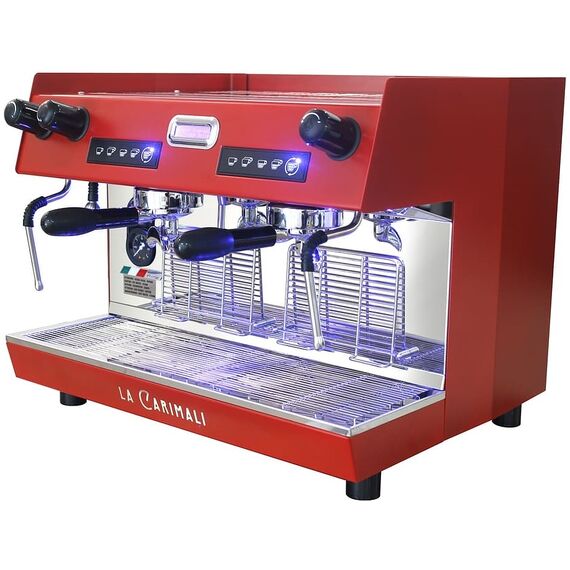 Carimali Nimble 2gr Рожковая кофемашина автомат 2 высокие группы красная с задней прозрачной панелью, фото , изображение 2