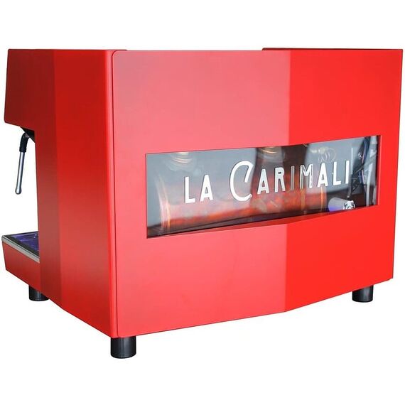 Carimali Nimble 2gr Рожковая кофемашина автомат 2 высокие группы красная с задней прозрачной панелью, фото , изображение 3