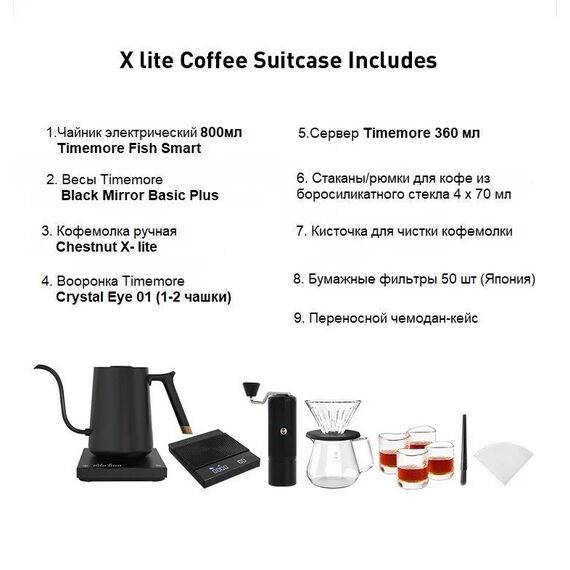 Timemore X lite Coffee Suitcase набор для заваривания кофе черный, фото , изображение 3