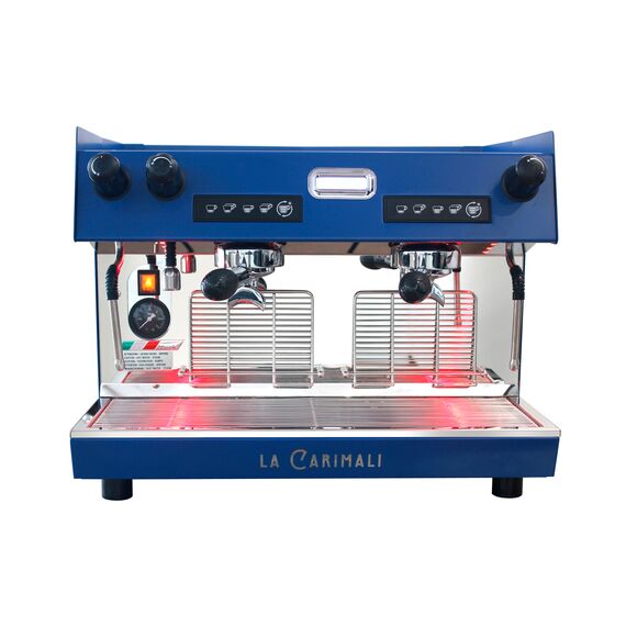 Carimali Nimble 2gr Рожковая кофемашина автомат 2 высокие группы синяя с задней прозрачной панелью, фото , изображение 2