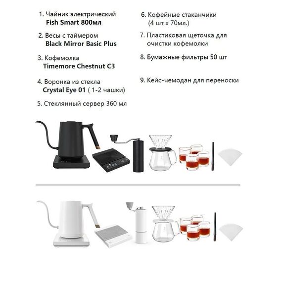 Timemore C3s Coffee Suitcase набор для заваривания кофе черный, фото , изображение 2