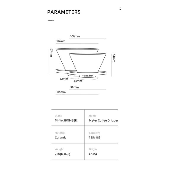 MHW-3BOMBER Meteor Керамический пуровер 02 черный, фото , изображение 15