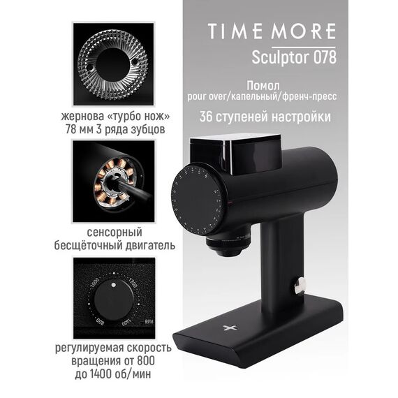 Timemore Sculptor 078 Кофемолка электрическая черная, фото , изображение 2