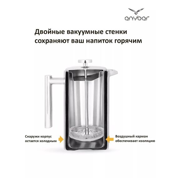 AnyBar Френч-пресс стальной 1000 мл, фото , изображение 11