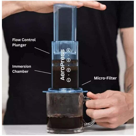AeroPress Clear Кофеварка ручная синяя, фото , изображение 2
